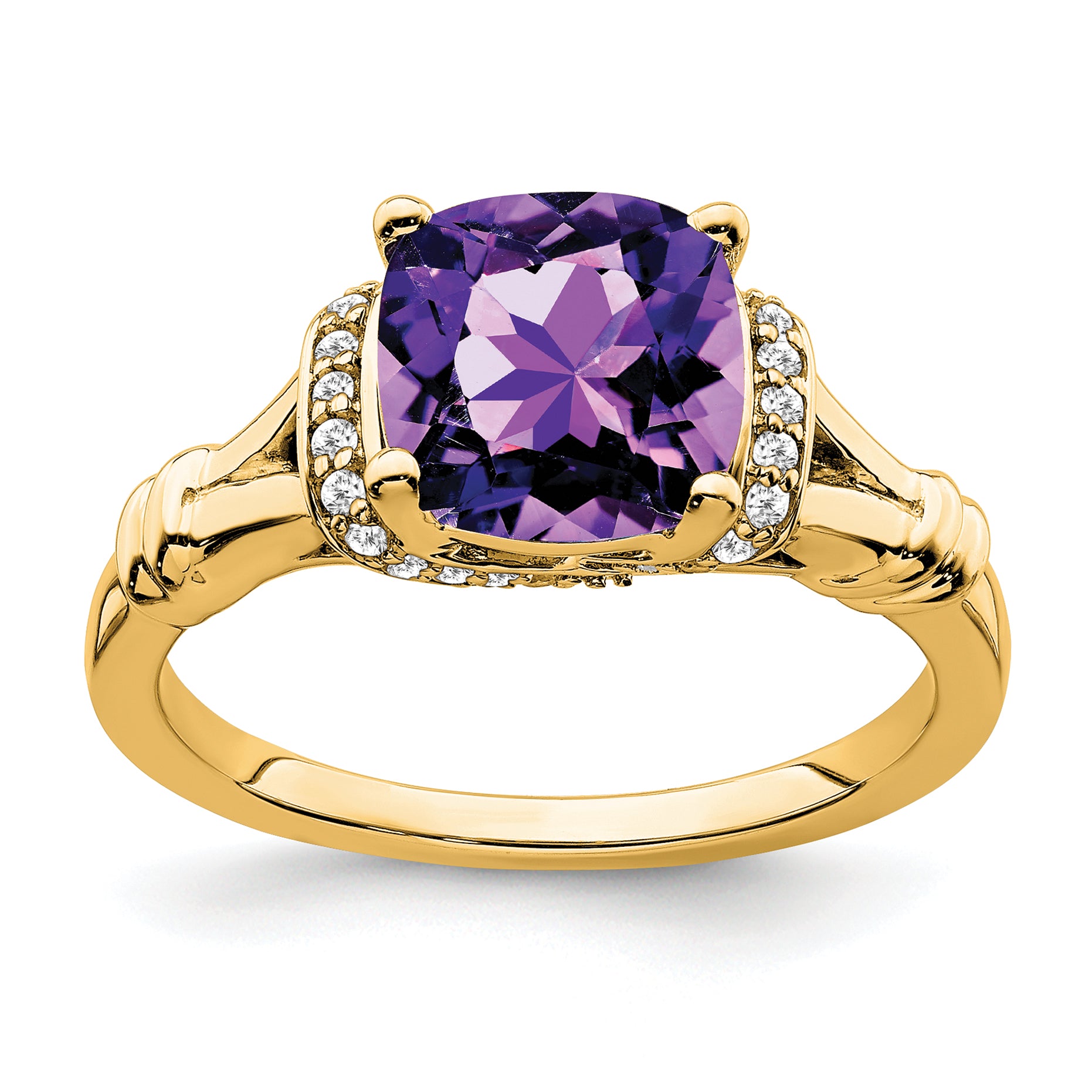 14k Amethyst and Diamond Ring Main image