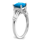 14k White Gold Blue Topaz and Diamond Ring