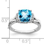 14k White Gold Blue Topaz and Diamond Ring