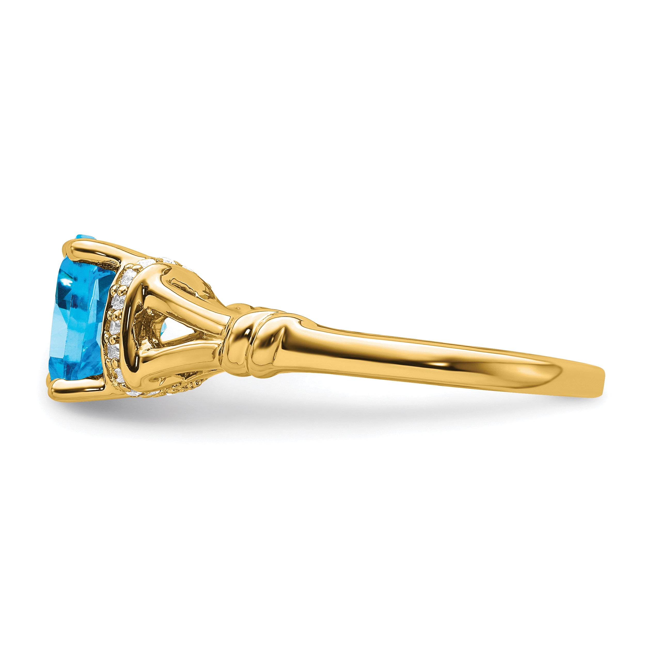 14k Blue Topaz and Diamond Ring