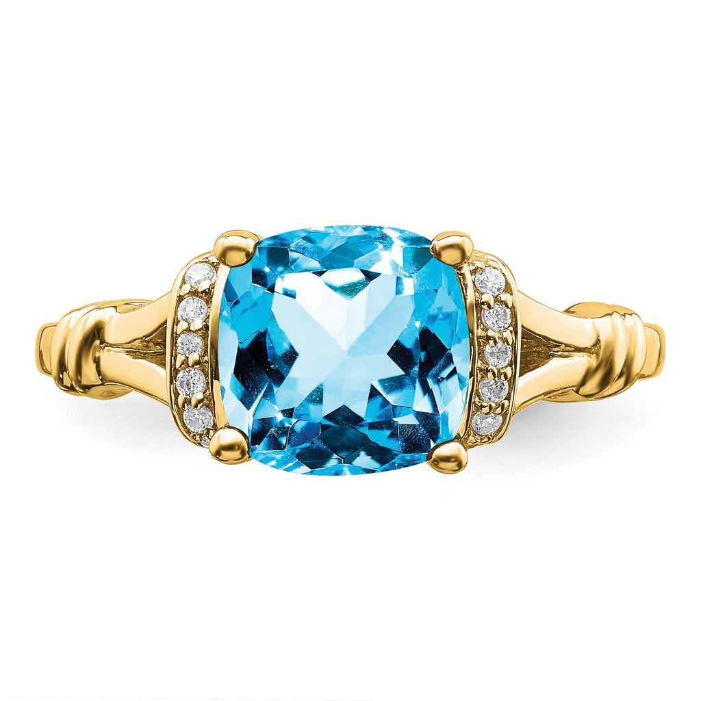 14k Blue Topaz and Diamond Ring