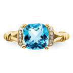 14k Blue Topaz and Diamond Ring