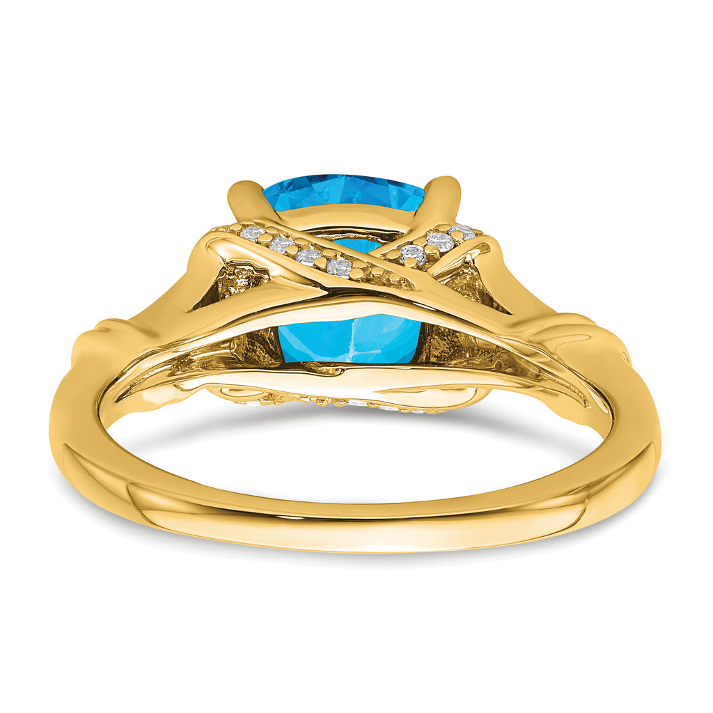 14k Blue Topaz and Diamond Ring