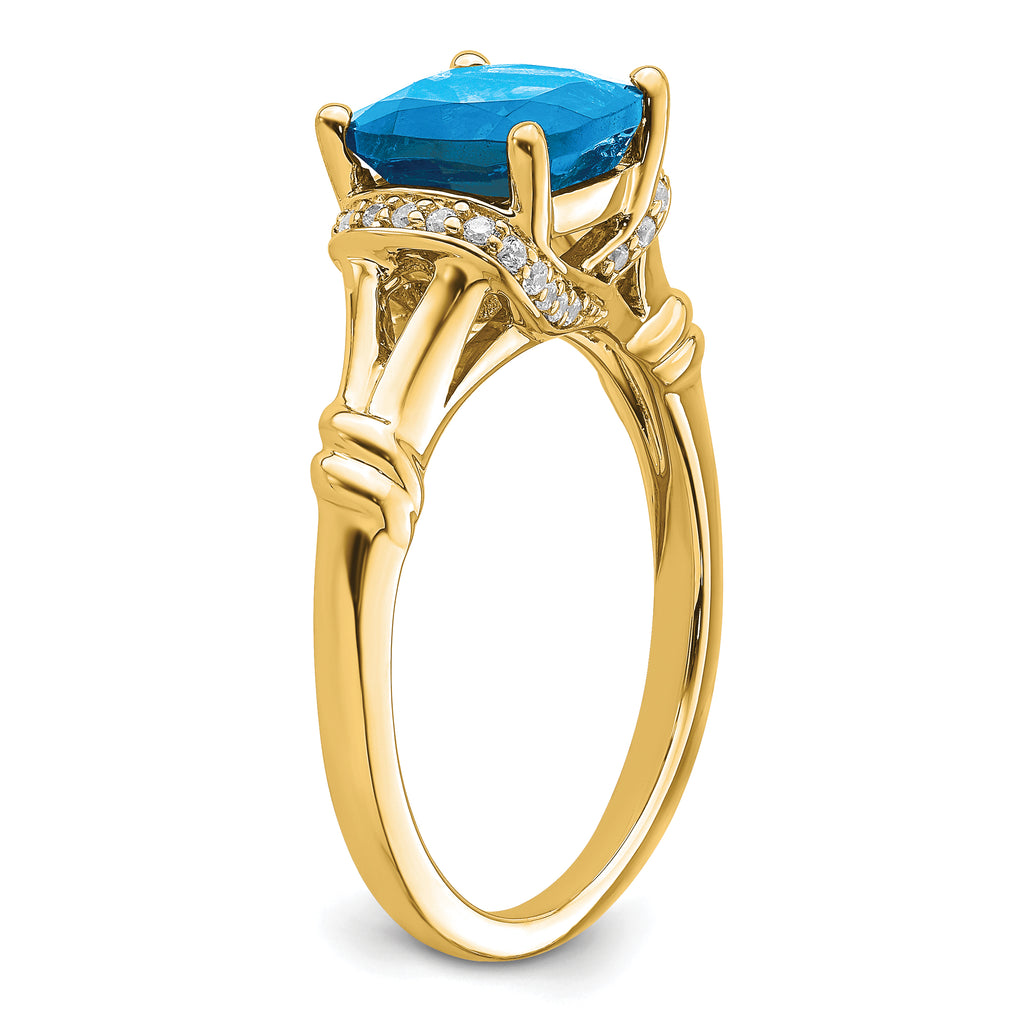 14k Blue Topaz and Diamond Ring