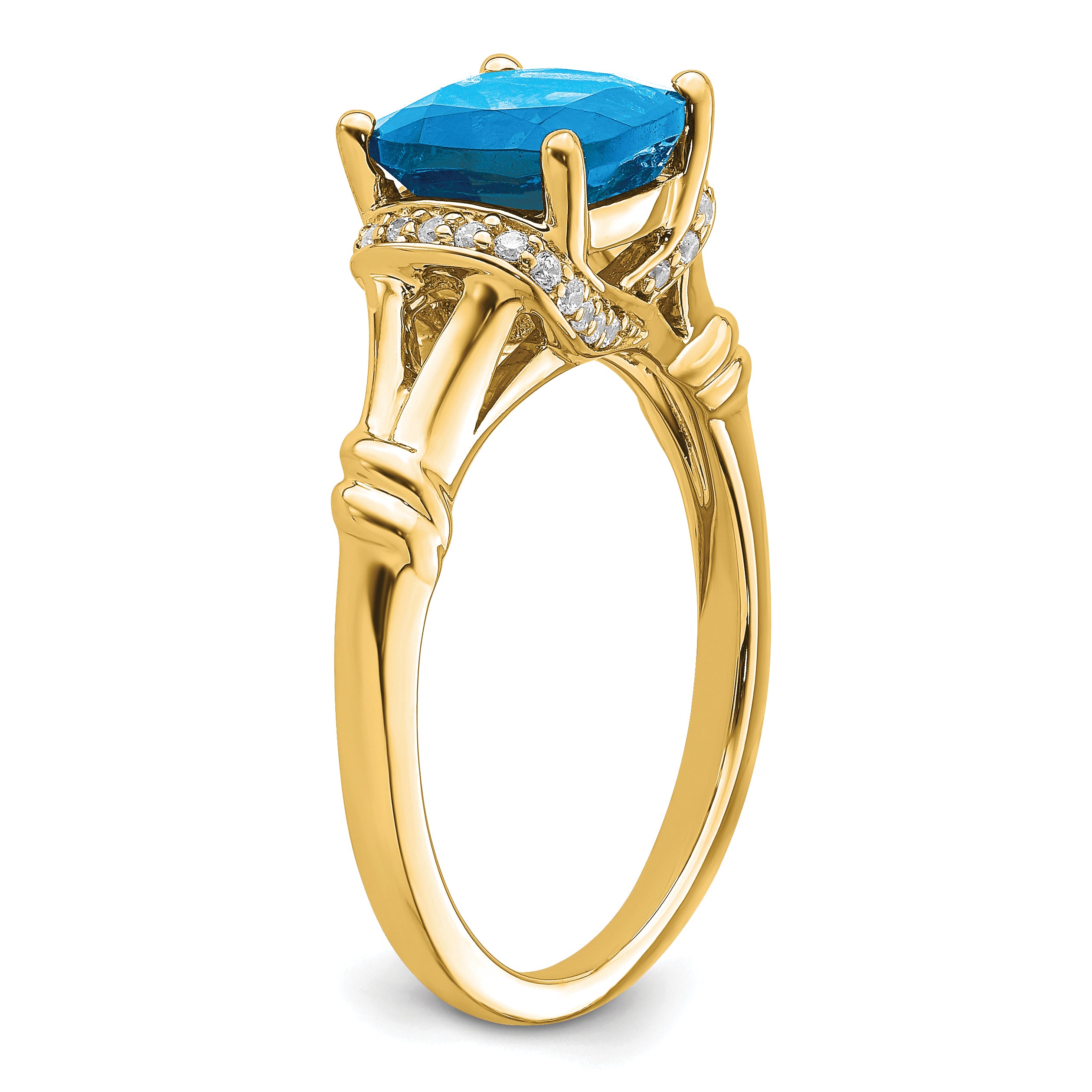 14k Blue Topaz and Diamond Ring