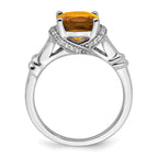 14k White Gold Citrine and Diamond Ring
