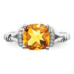 14k White Gold Citrine and Diamond Ring