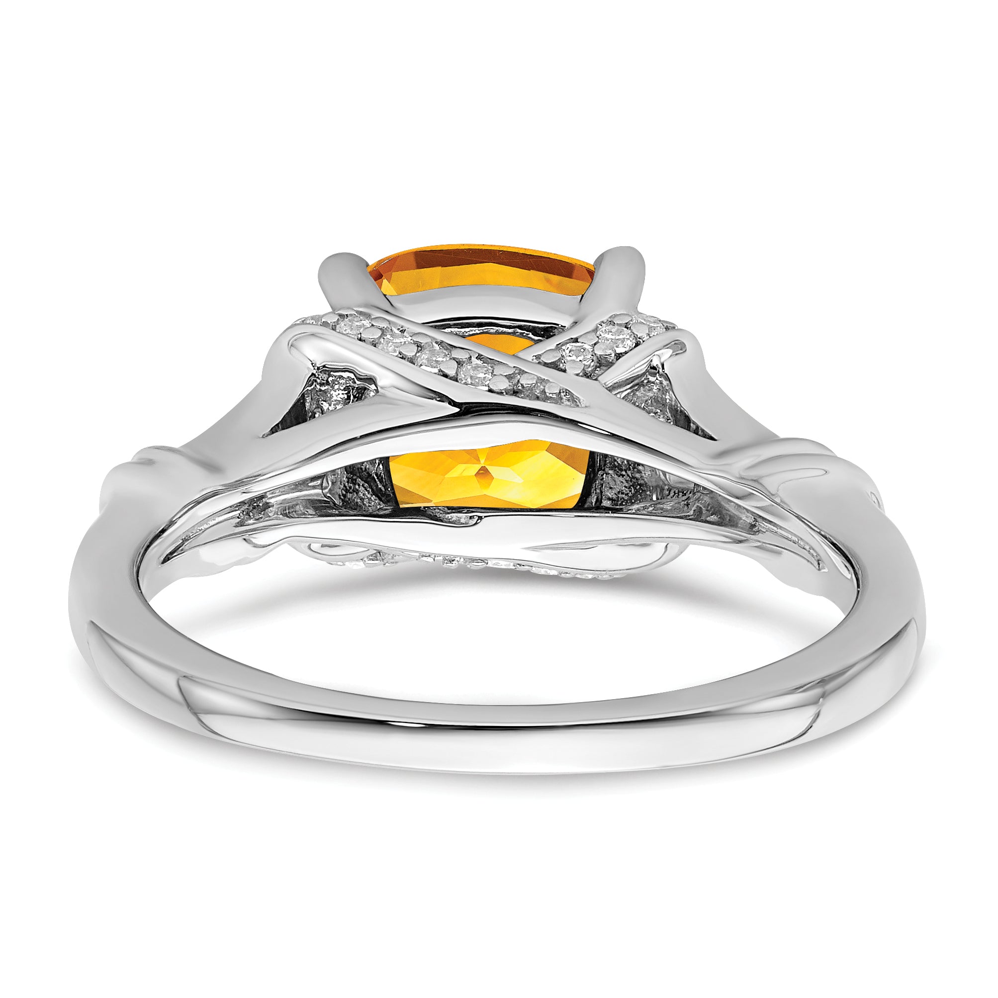 14k White Gold Citrine and Diamond Ring