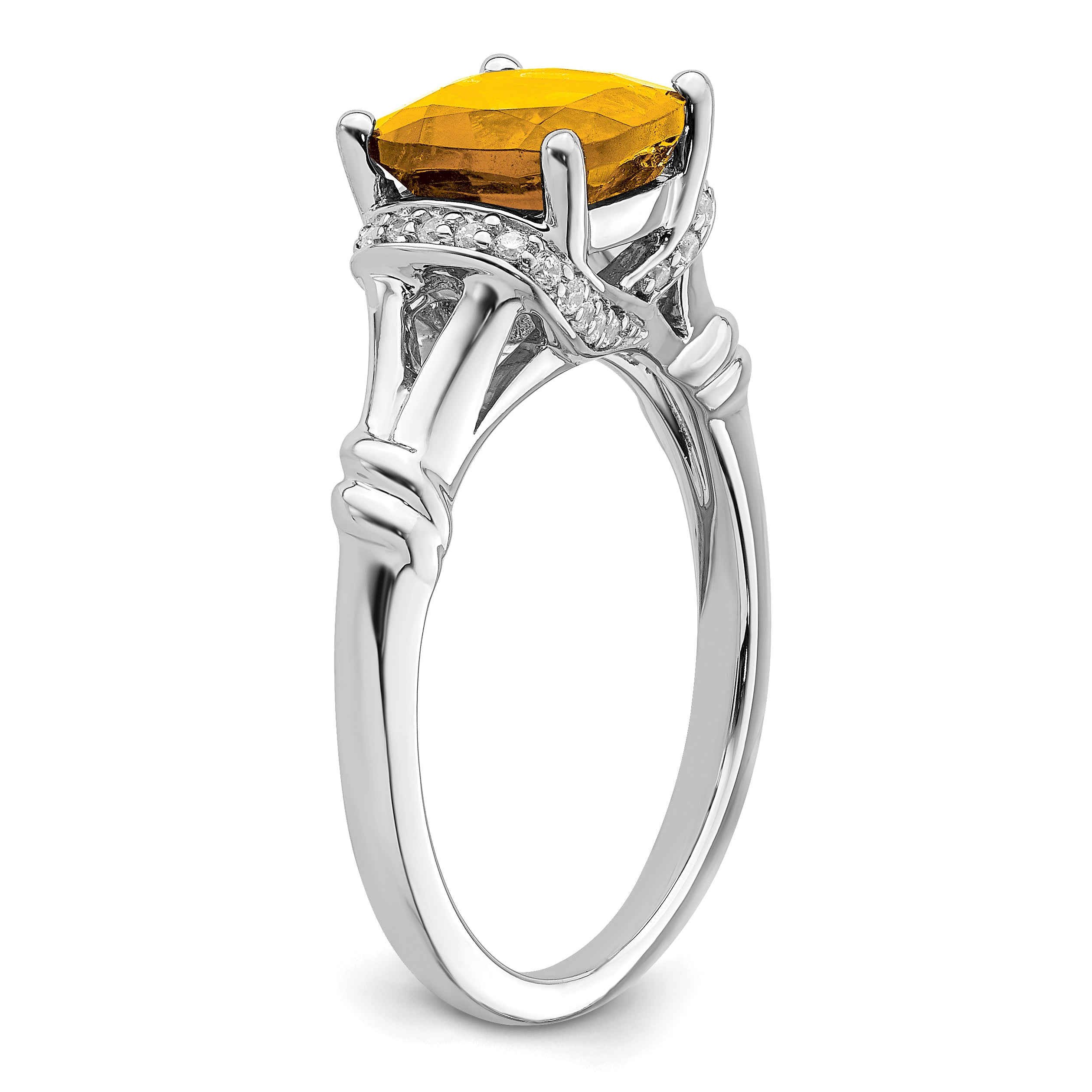 14k White Gold Citrine and Diamond Ring
