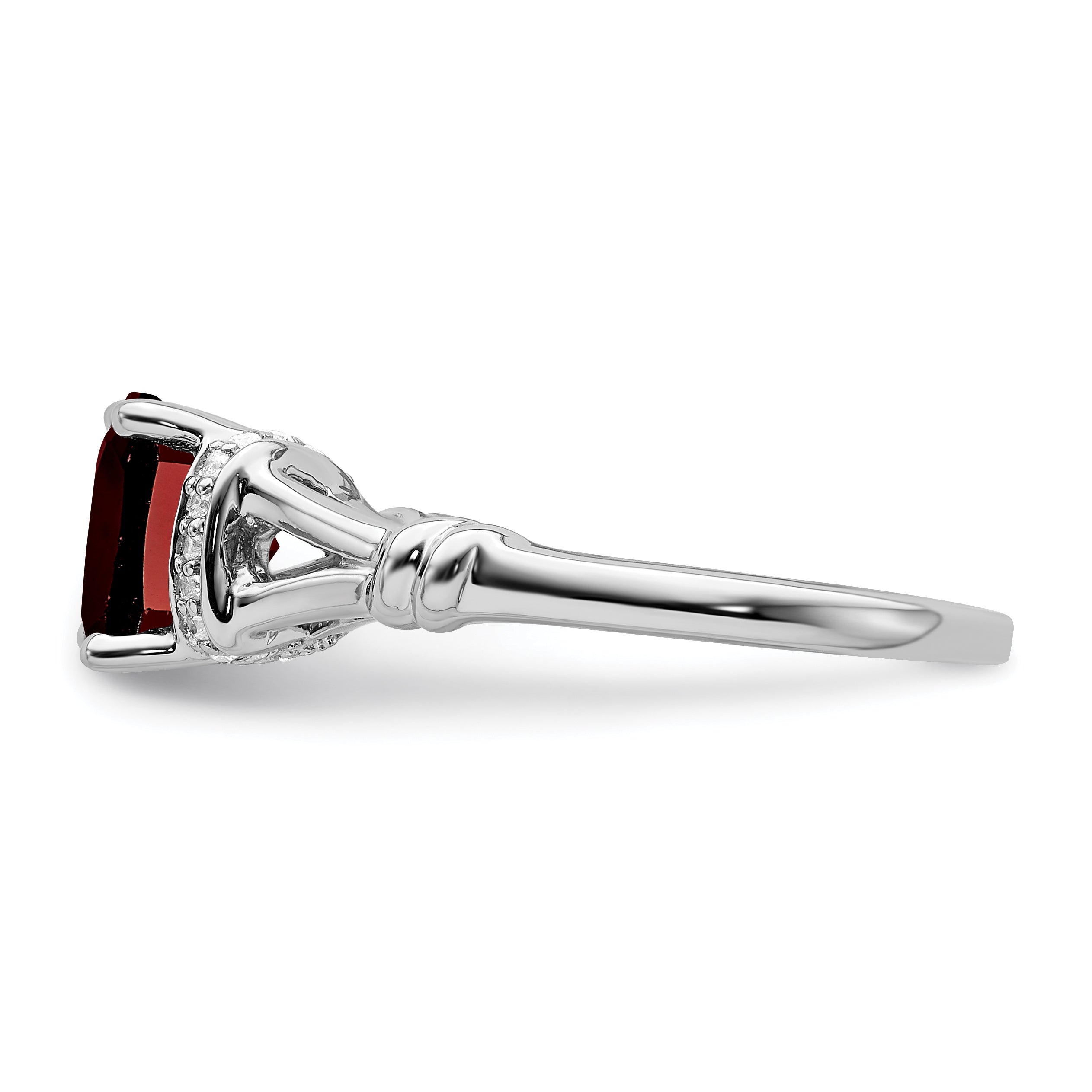 14k White Gold Garnet and Diamond Ring