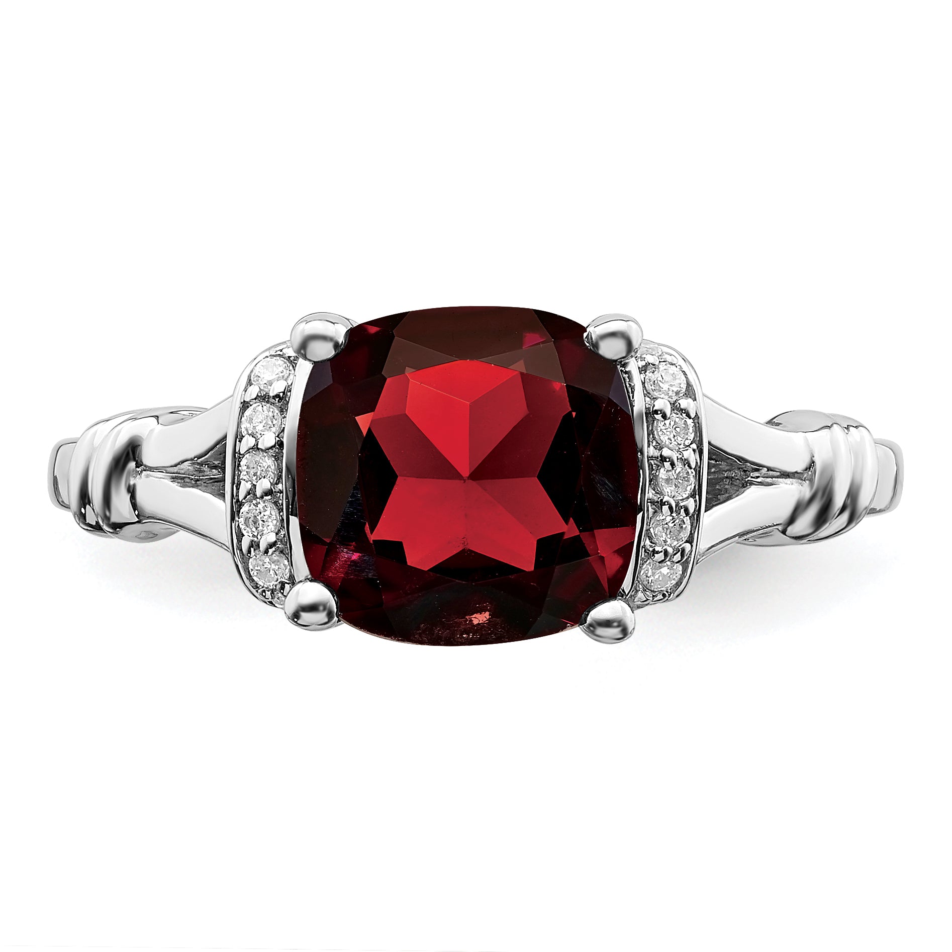 14k White Gold Garnet and Diamond Ring