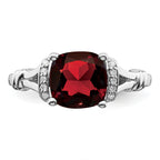 14k White Gold Garnet and Diamond Ring