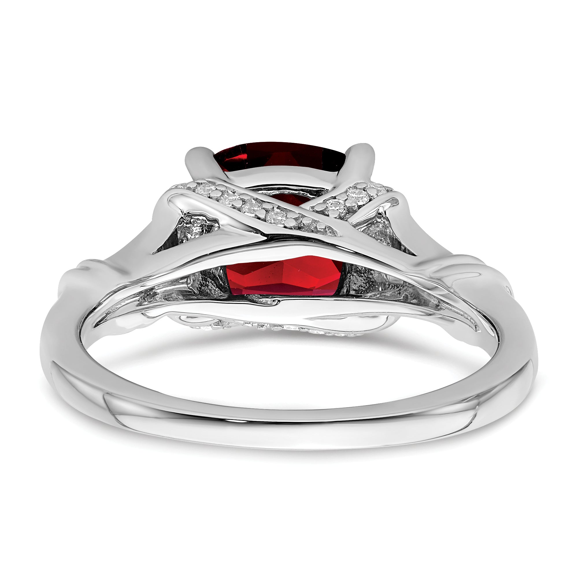 14k White Gold Garnet and Diamond Ring