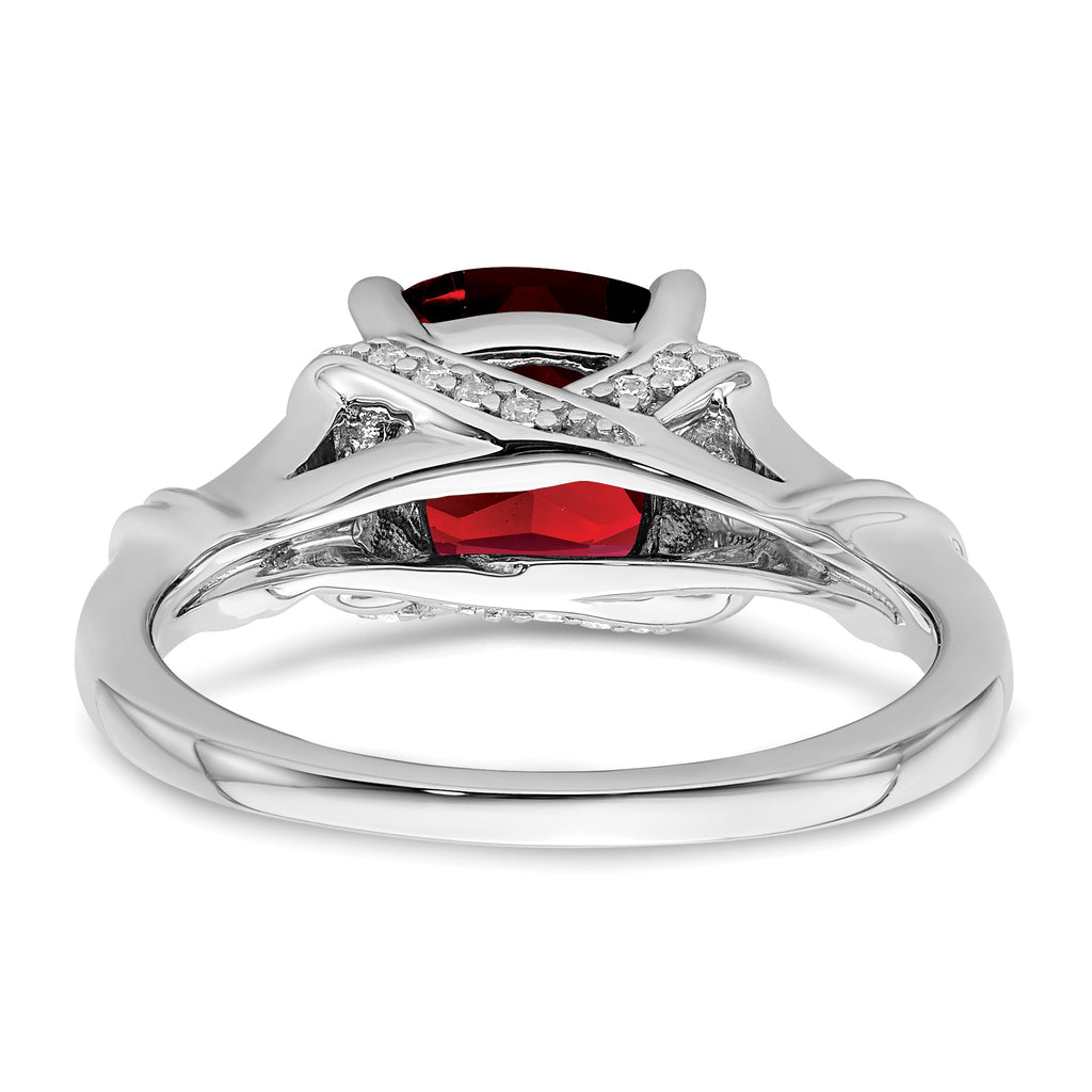 14k White Gold Garnet and Diamond Ring