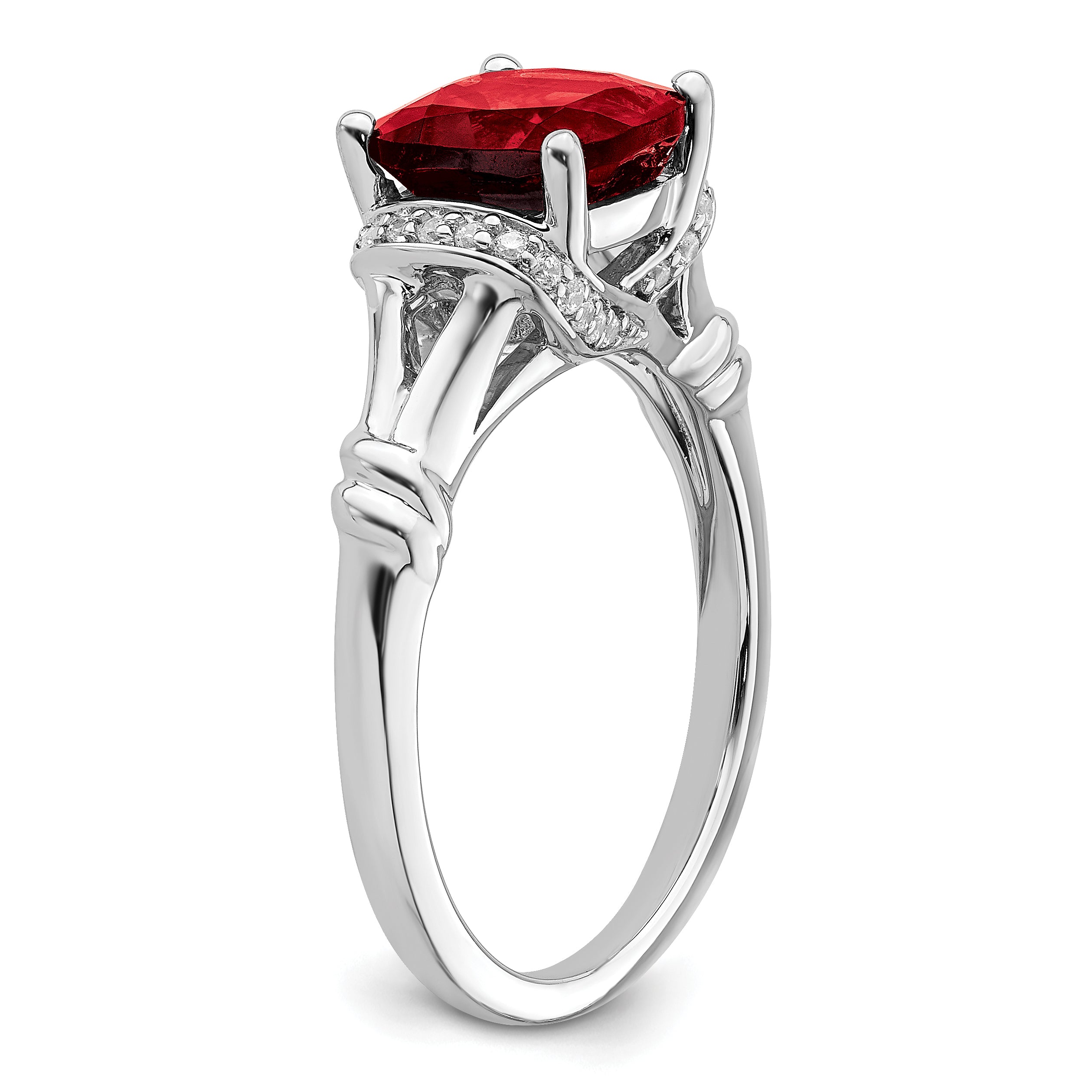 14k White Gold Garnet and Diamond Ring
