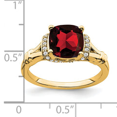 14k Garnet and Diamond Ring
