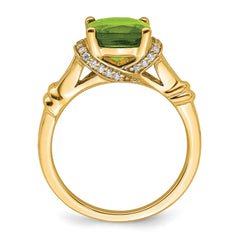 14k Peridot and Diamond Ring