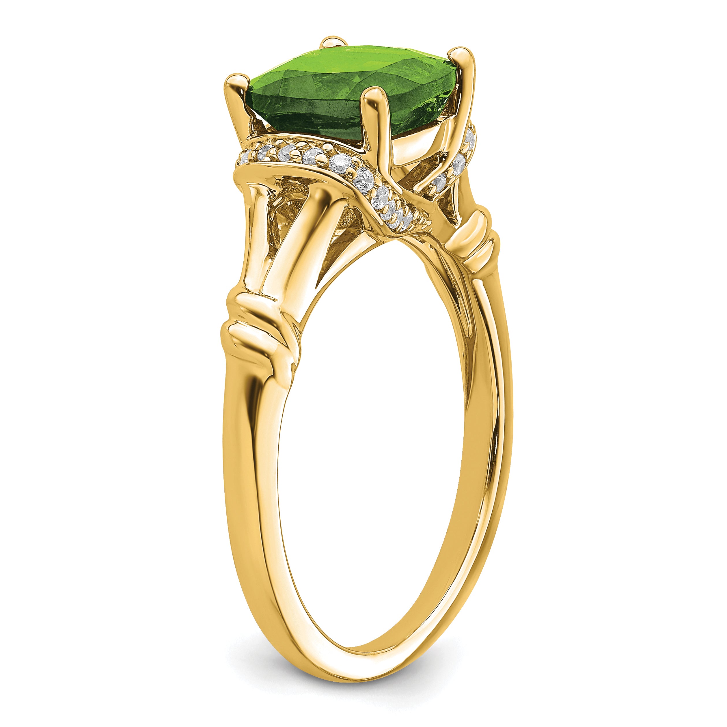 14k Peridot and Diamond Ring