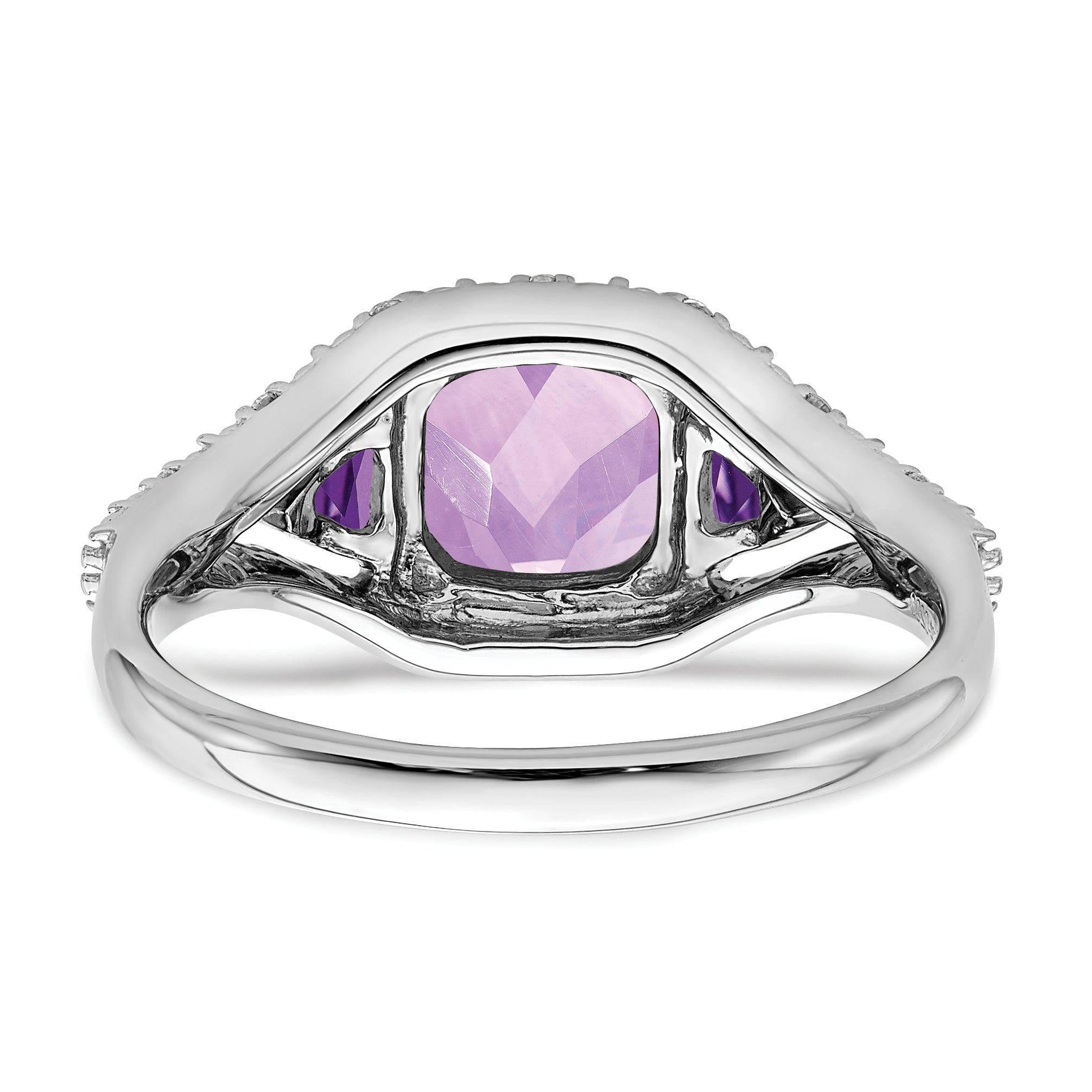 14k White Gold Amethyst and Diamond Ring