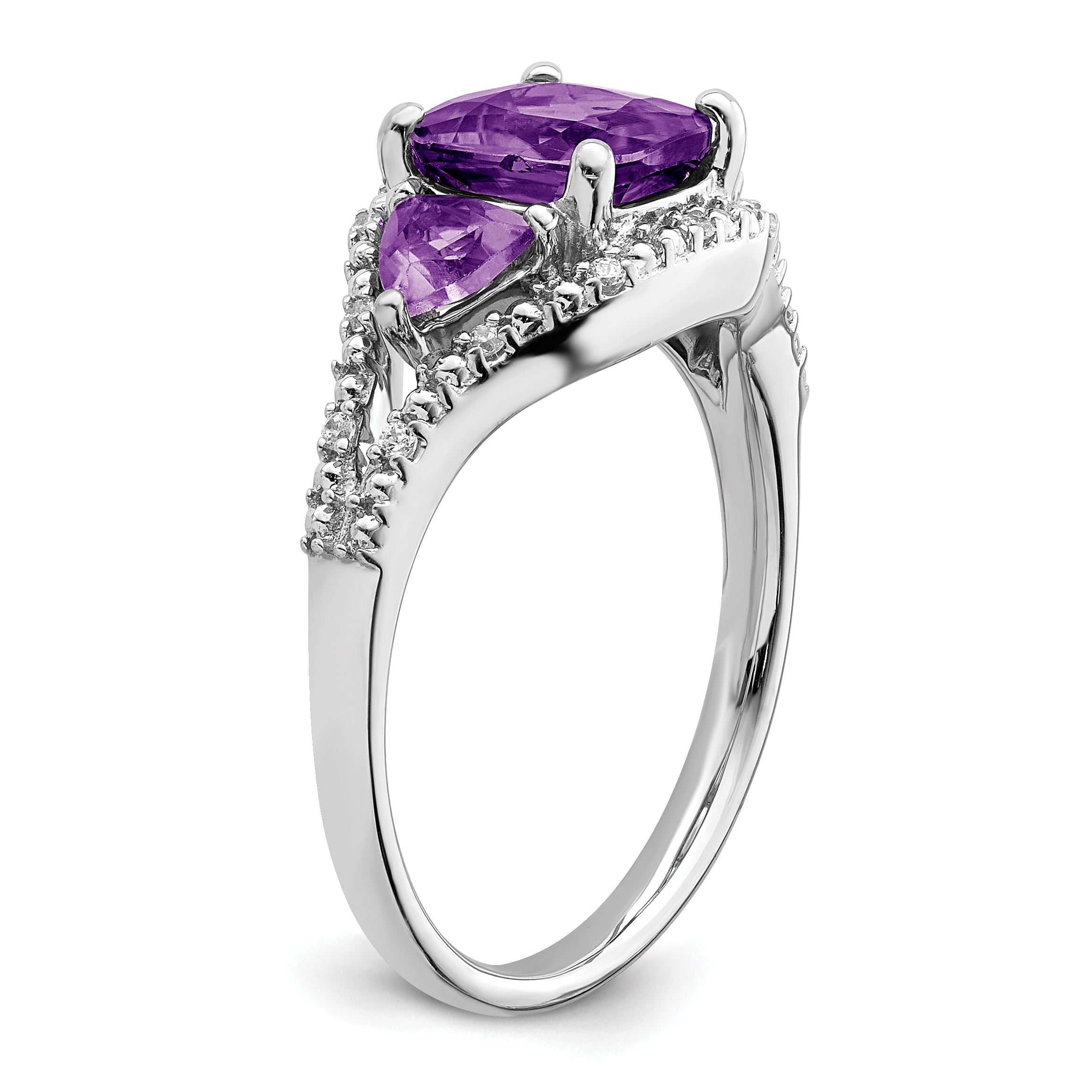 14k White Gold Amethyst and Diamond Ring