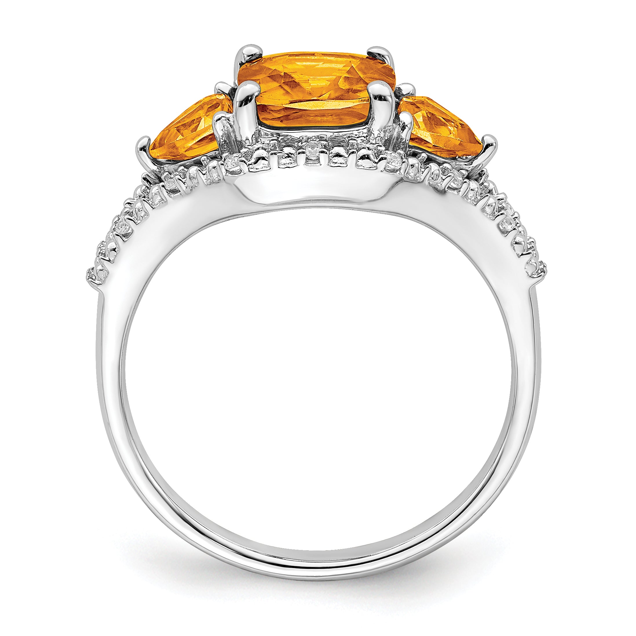 14k White Gold Citrine and Diamond Ring Secondary image