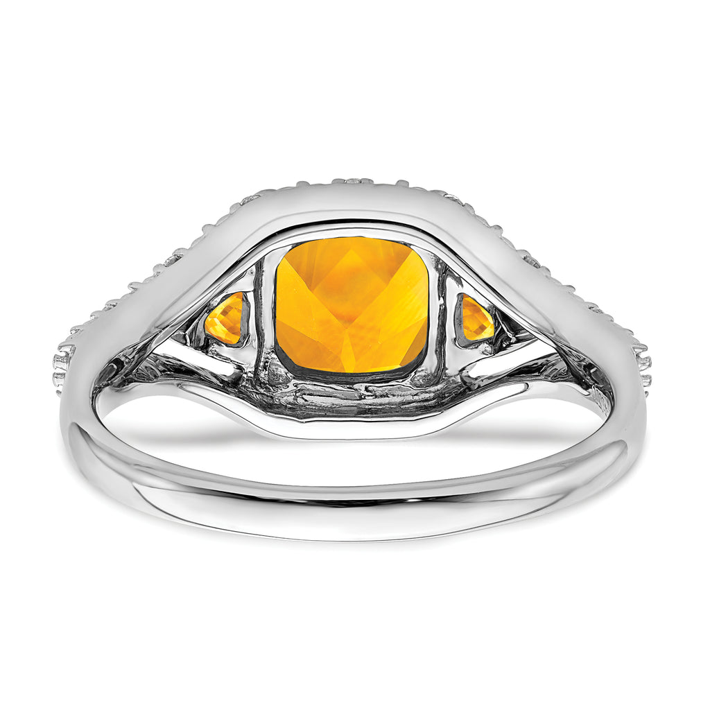 14k White Gold Citrine and Diamond Ring