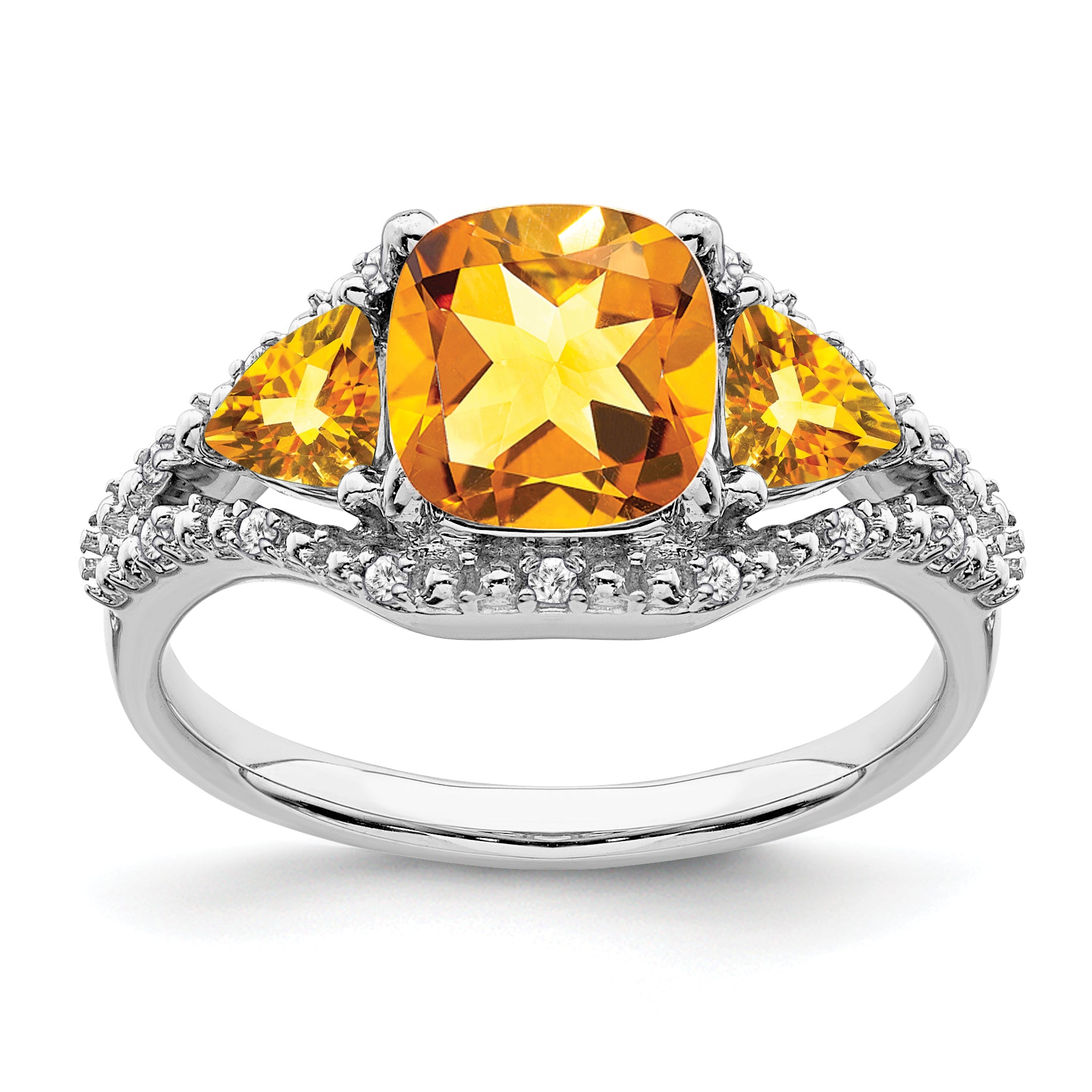 14k White Gold Citrine and Diamond Ring Main image