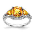 14k White Gold Citrine and Diamond Ring