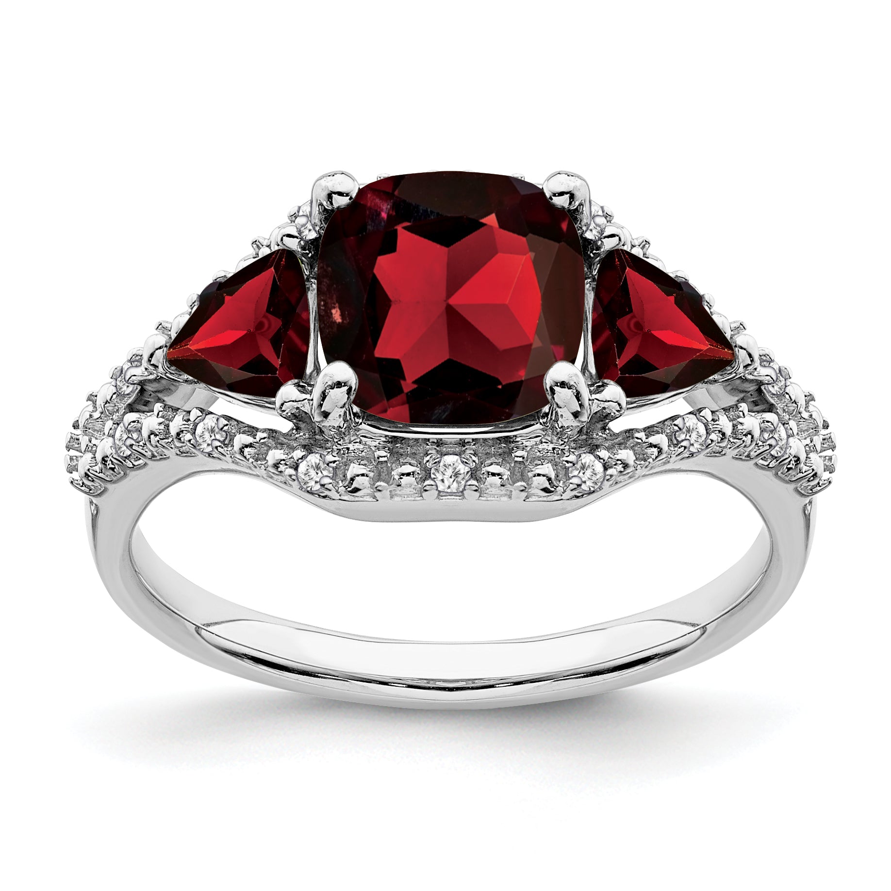 14k White Gold Garnet and Diamond Ring Main image