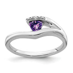 10k White Gold Trillion Amethyst and Diamond Ring