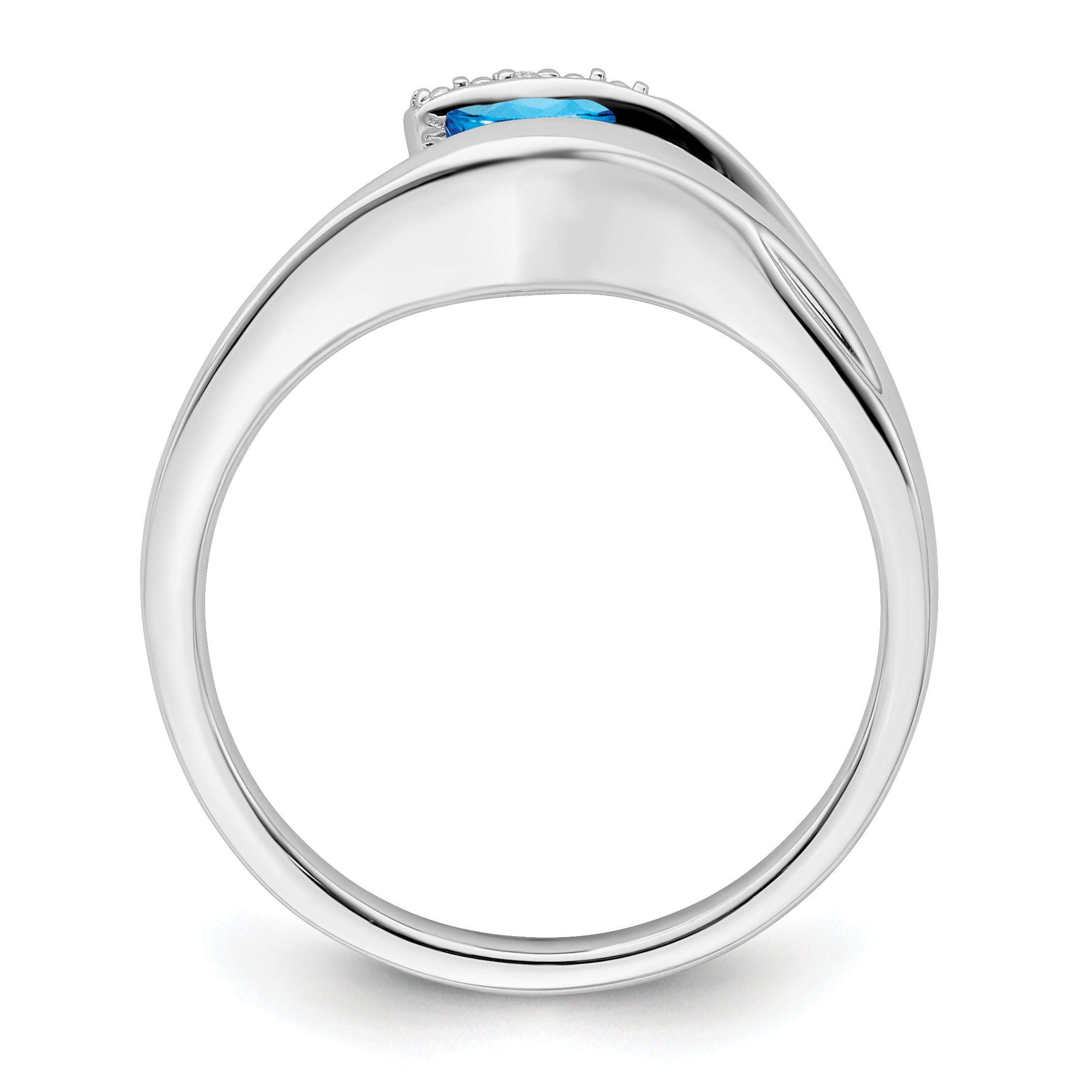 14k White Gold Trillion Blue Topaz and Diamond Ring Secondary image