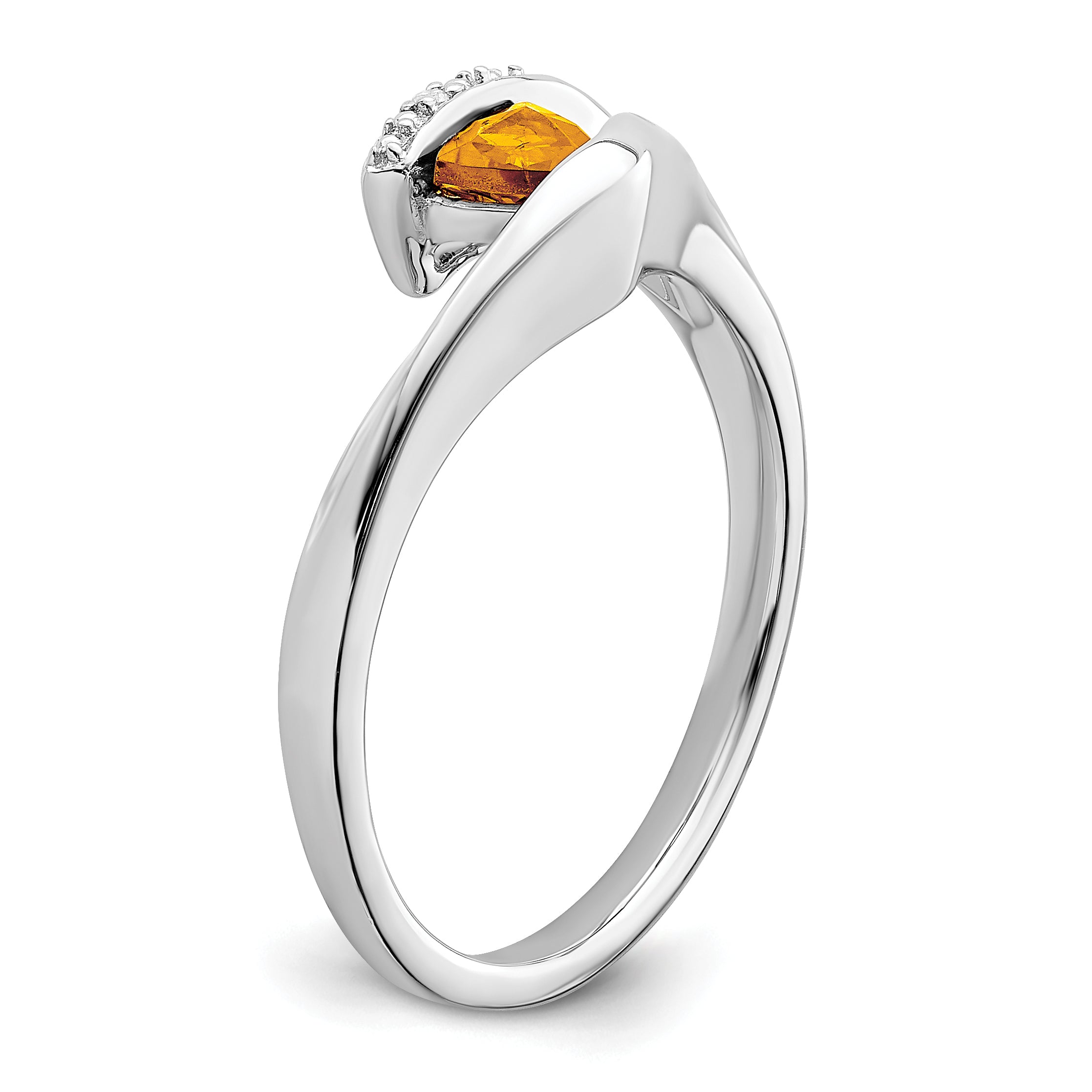14k White Gold Trillion Citrine and Diamond Ring