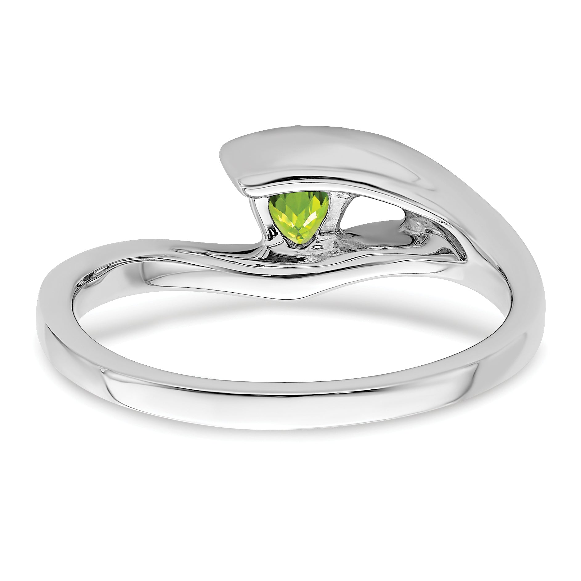 14k White Gold Trillion Peridot and Diamond Ring