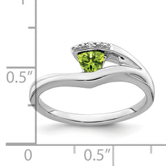 14k White Gold Trillion Peridot and Diamond Ring