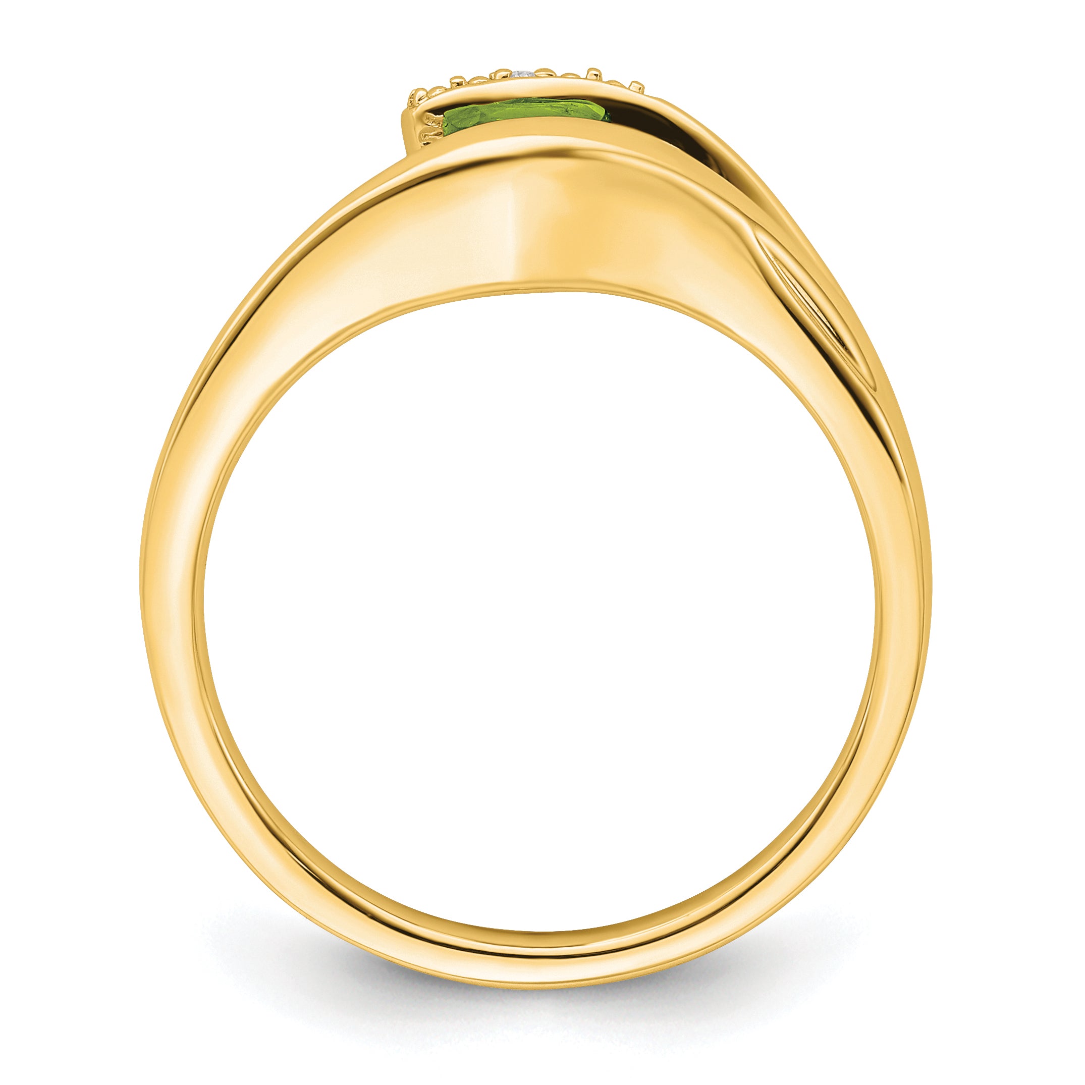 14k Trillion Peridot and Diamond Ring