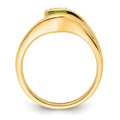 14k Trillion Peridot and Diamond Ring