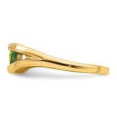 14k Trillion Peridot and Diamond Ring