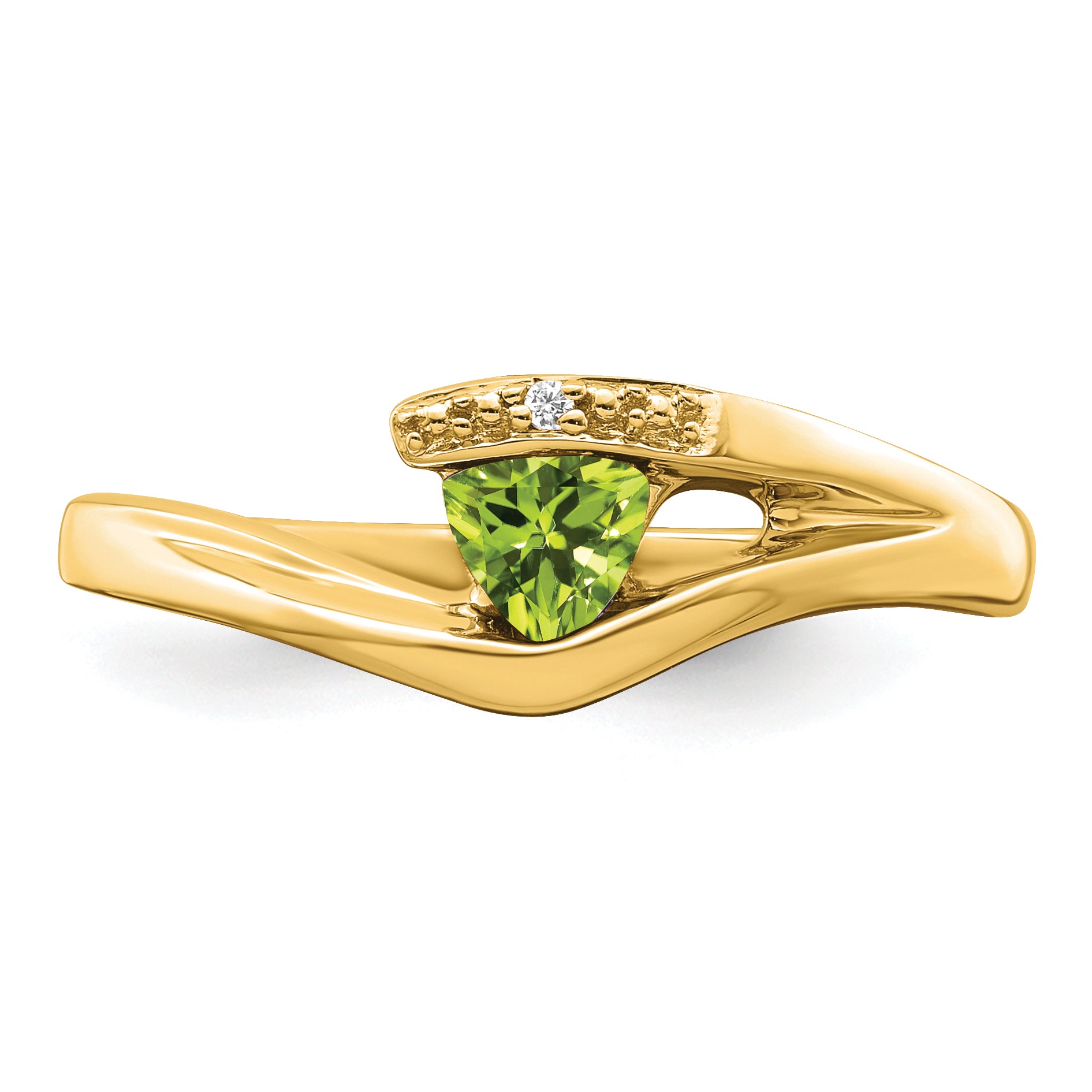 14k Trillion Peridot and Diamond Ring