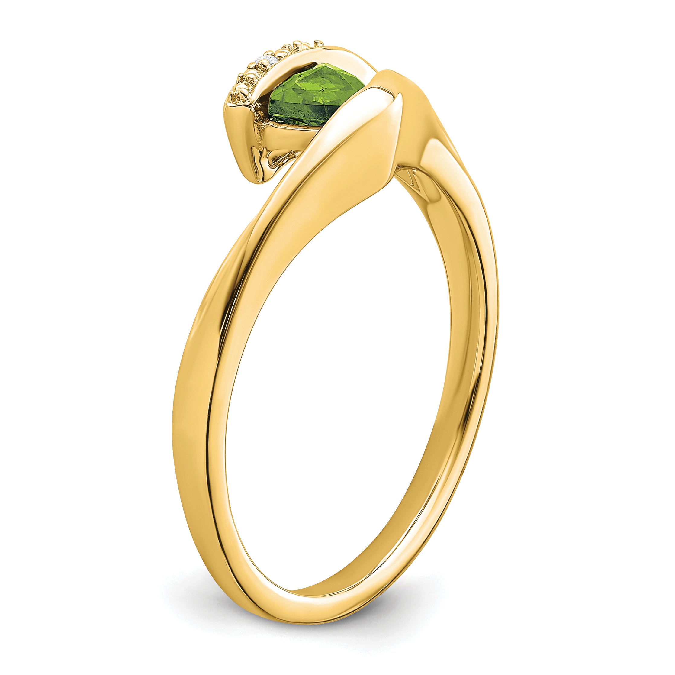 14k Trillion Peridot and Diamond Ring