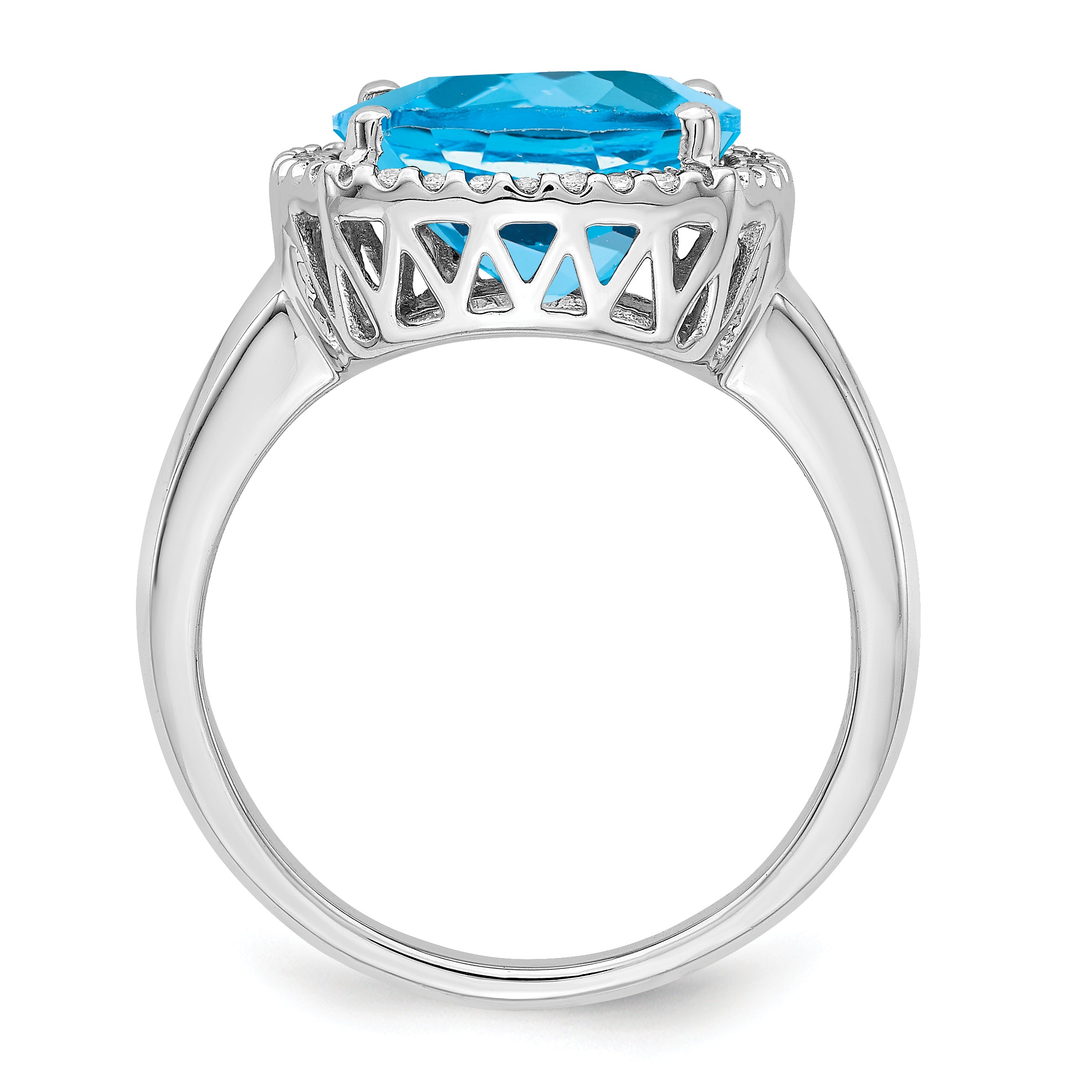 14k White Gold Blue Topaz and Diamond Ring Secondary image