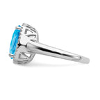 14k White Gold Blue Topaz and Diamond Ring