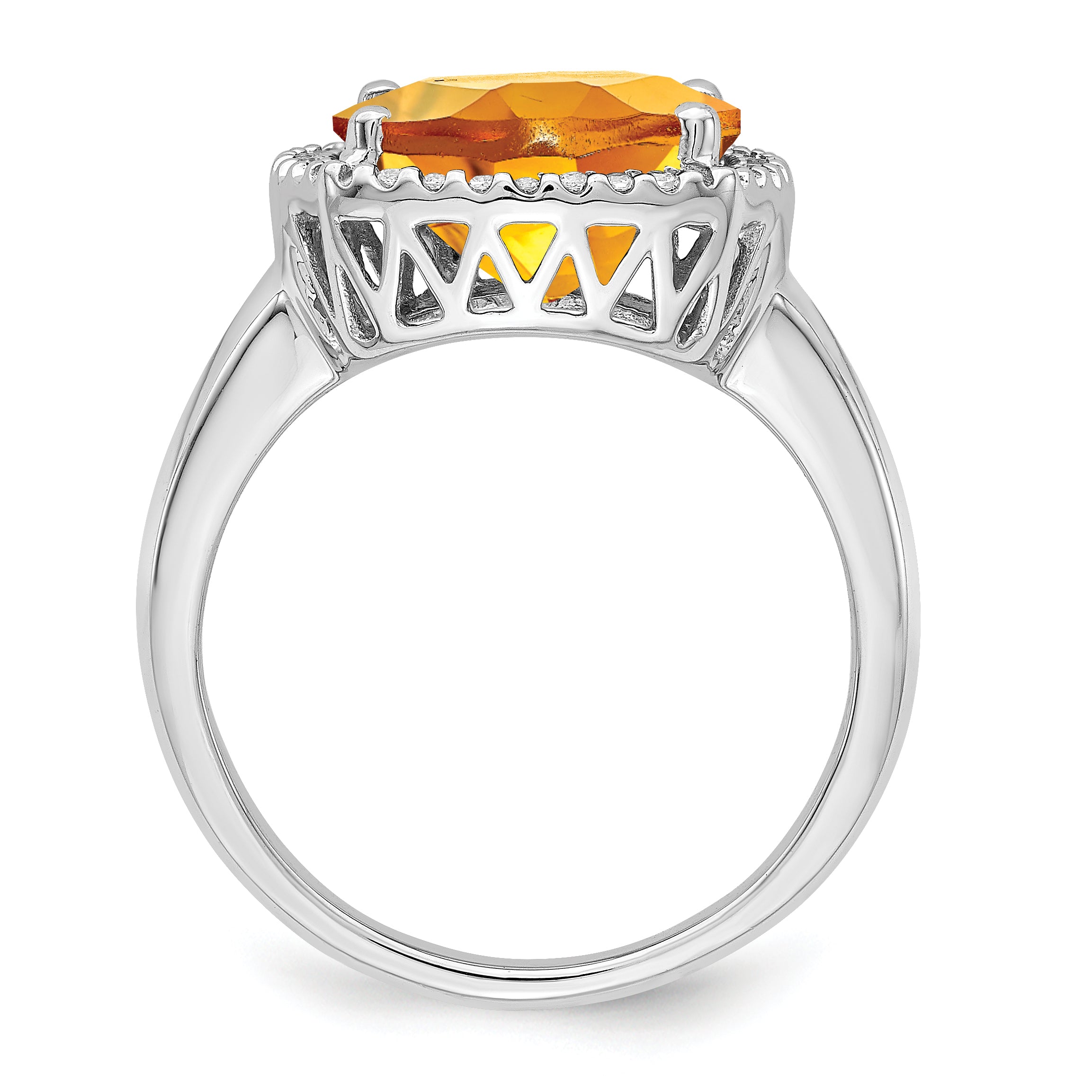 14k White Gold Citrine and Diamond Ring Secondary image