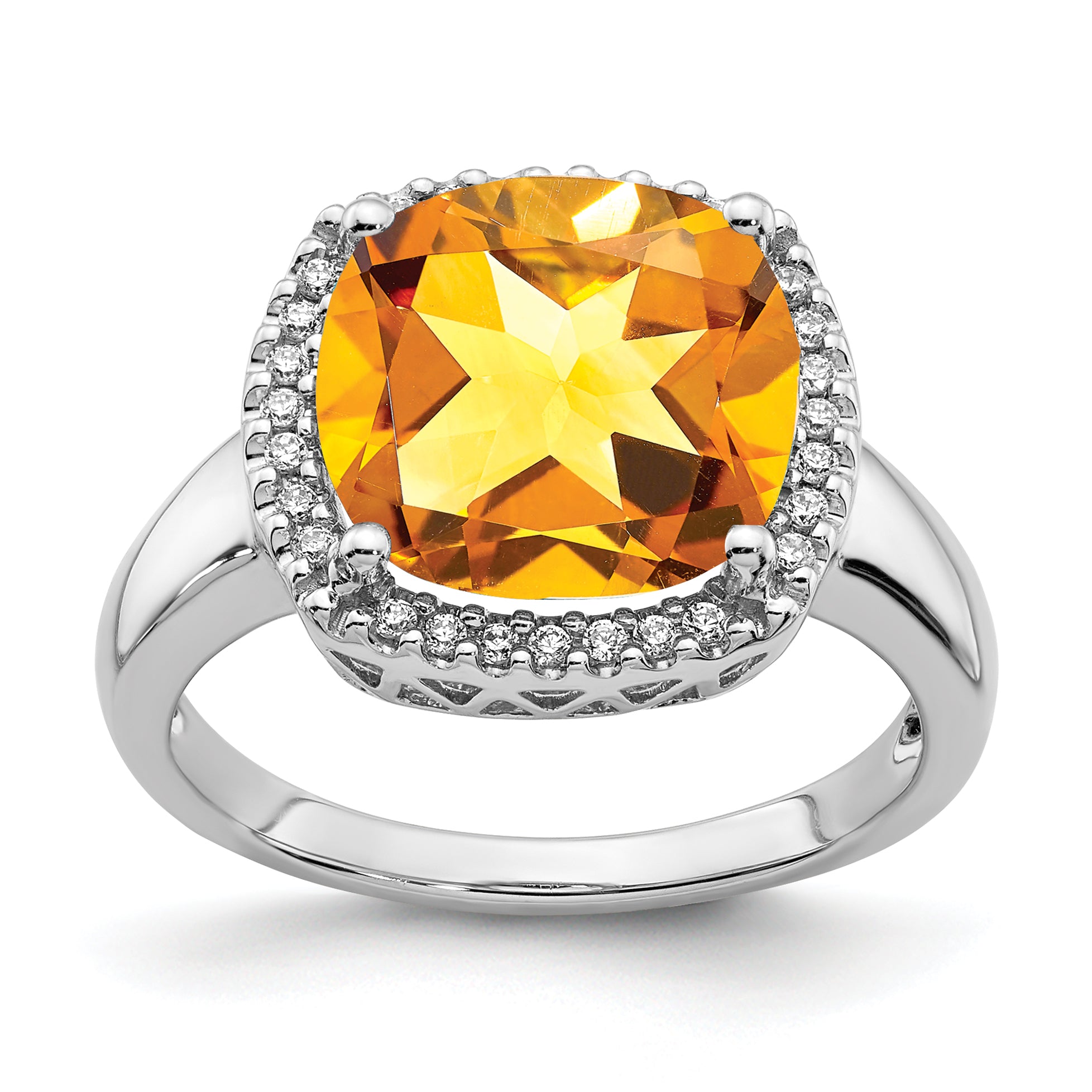 14k White Gold Citrine and Diamond Ring Main image