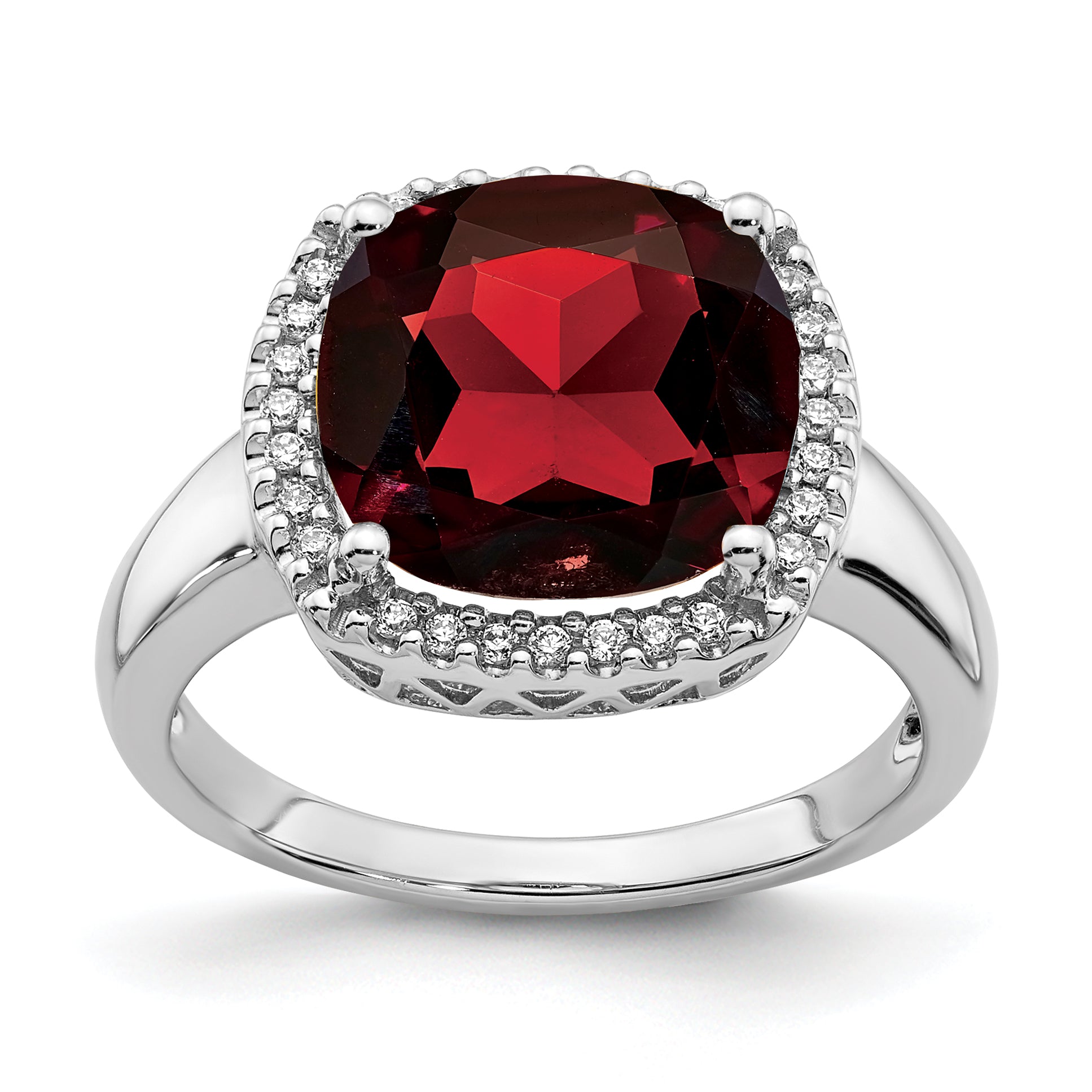 14k White Gold Garnet and Diamond Ring Main image