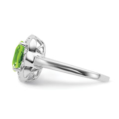 14k White Gold Peridot and Diamond Ring