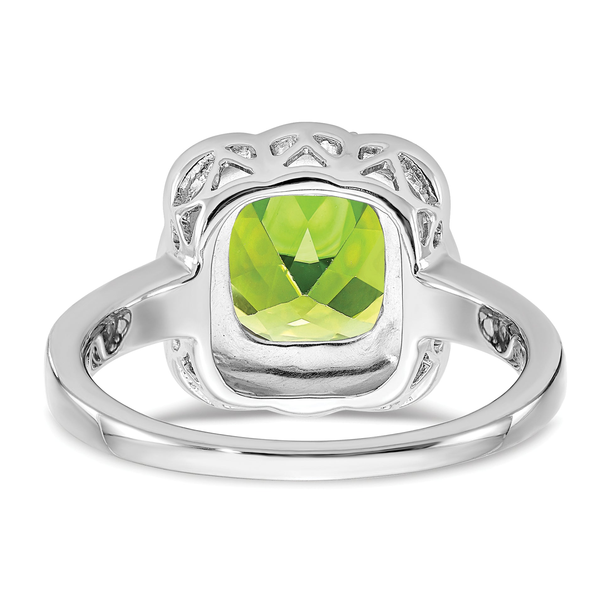14k White Gold Peridot and Diamond Ring