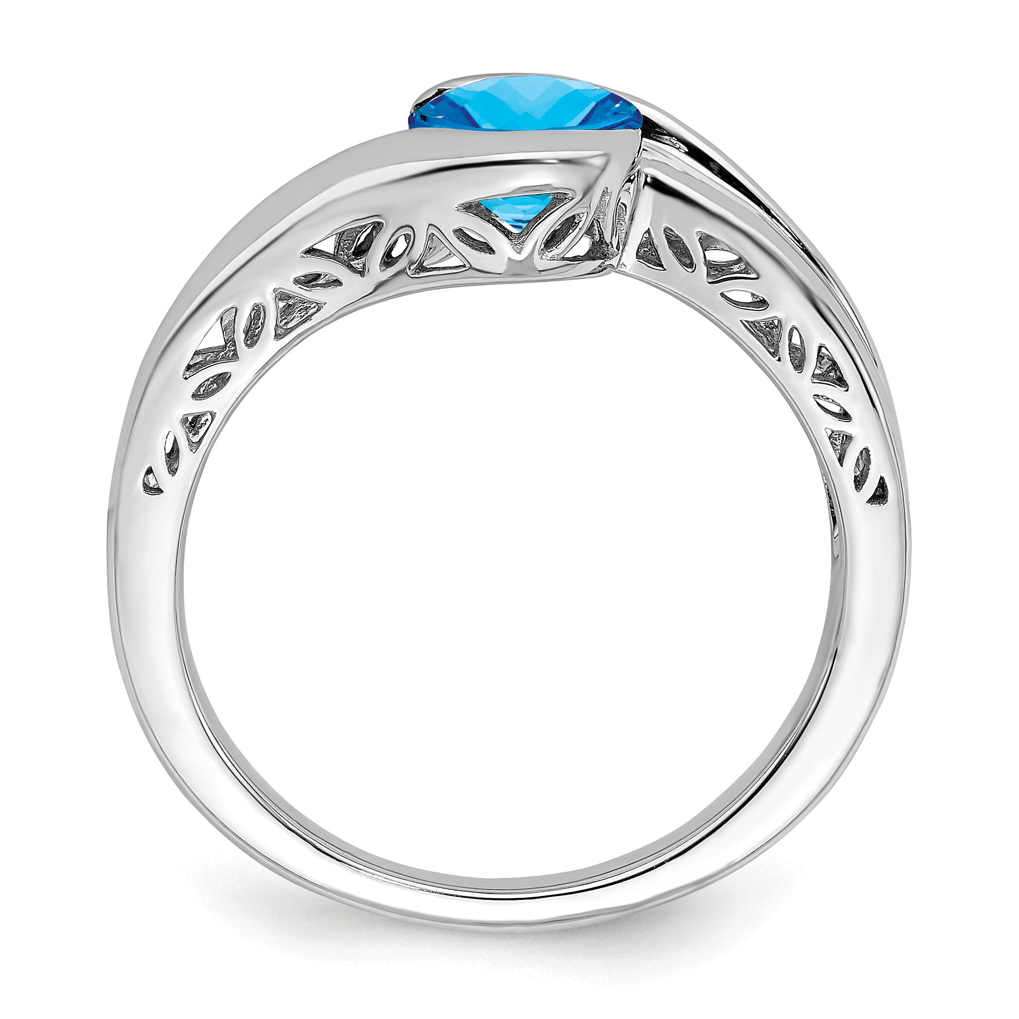 14k White Gold Blue Topaz Bypass Ring Secondary image