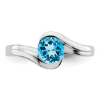 14k White Gold Blue Topaz Bypass Ring
