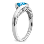 14k White Gold Blue Topaz Bypass Ring