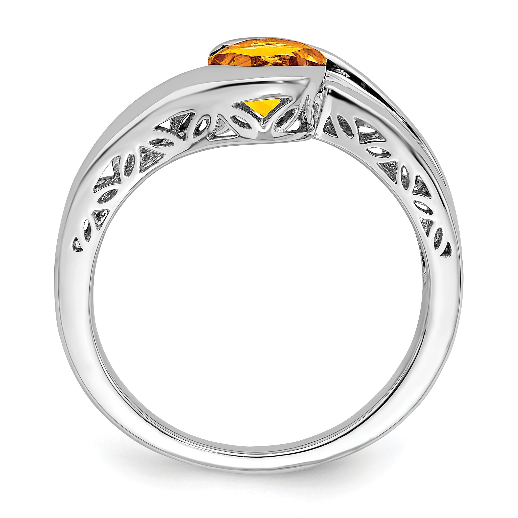 14k White Gold Citrine Bypass Ring Secondary image